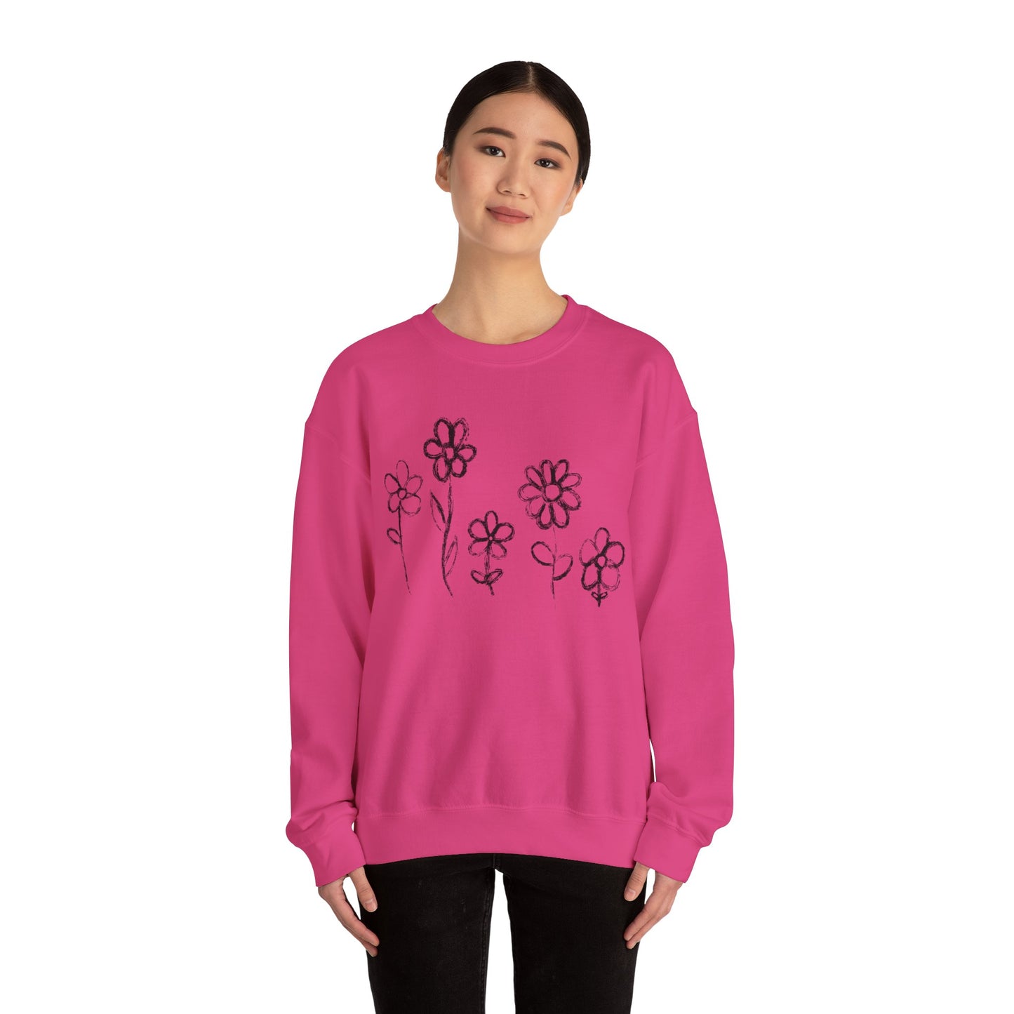 Floral Doodle Unisex Heavy Blend™ Crewneck Sweatshirt