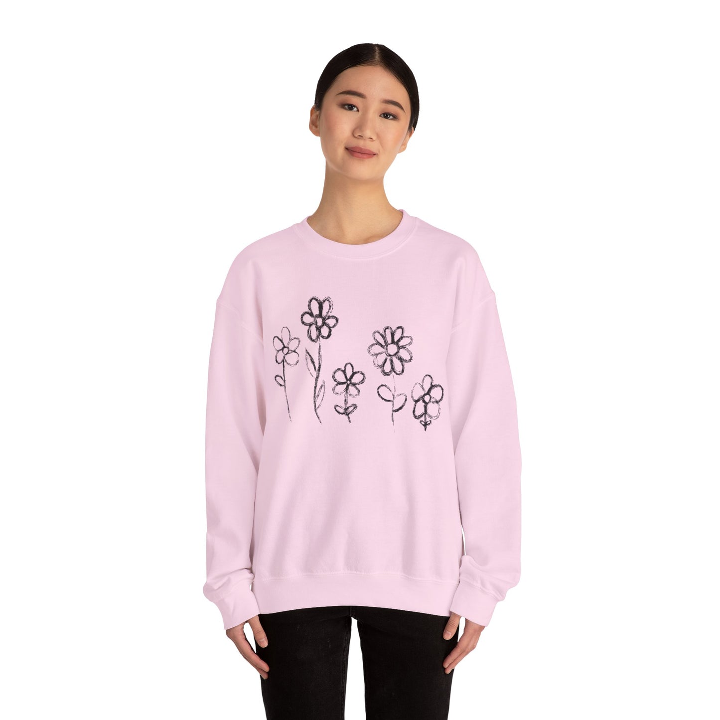 Floral Doodle Unisex Heavy Blend™ Crewneck Sweatshirt