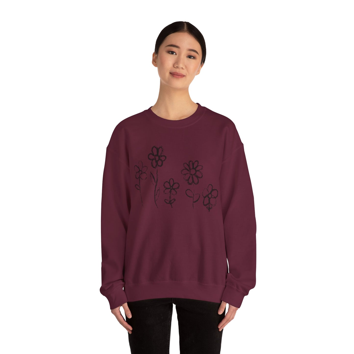 Floral Doodle Unisex Heavy Blend™ Crewneck Sweatshirt