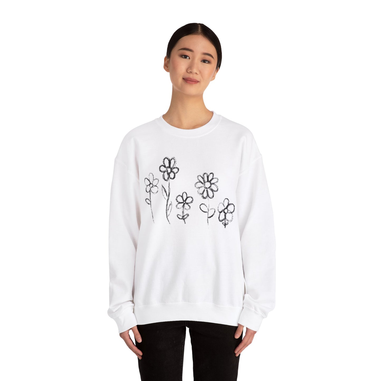 Floral Doodle Unisex Heavy Blend™ Crewneck Sweatshirt