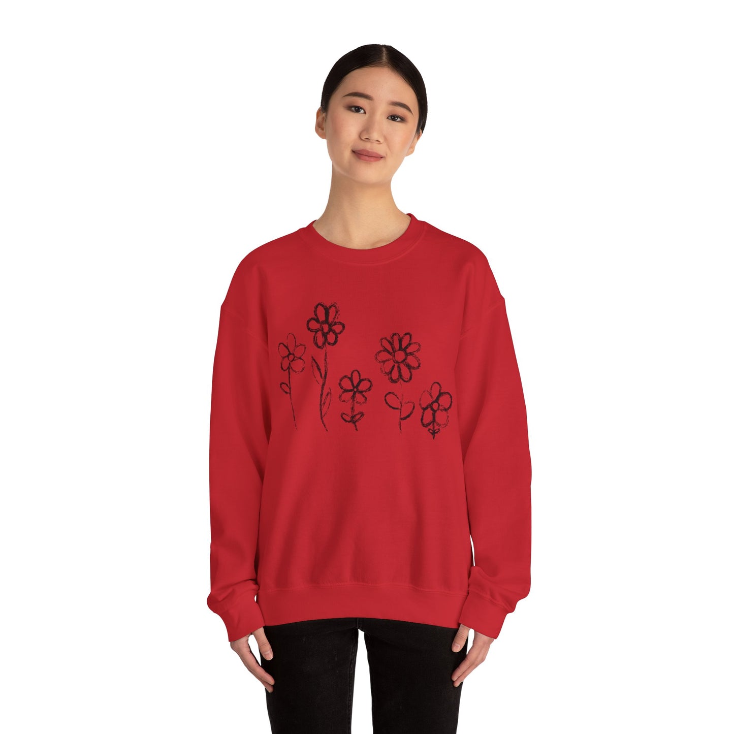 Floral Doodle Unisex Heavy Blend™ Crewneck Sweatshirt