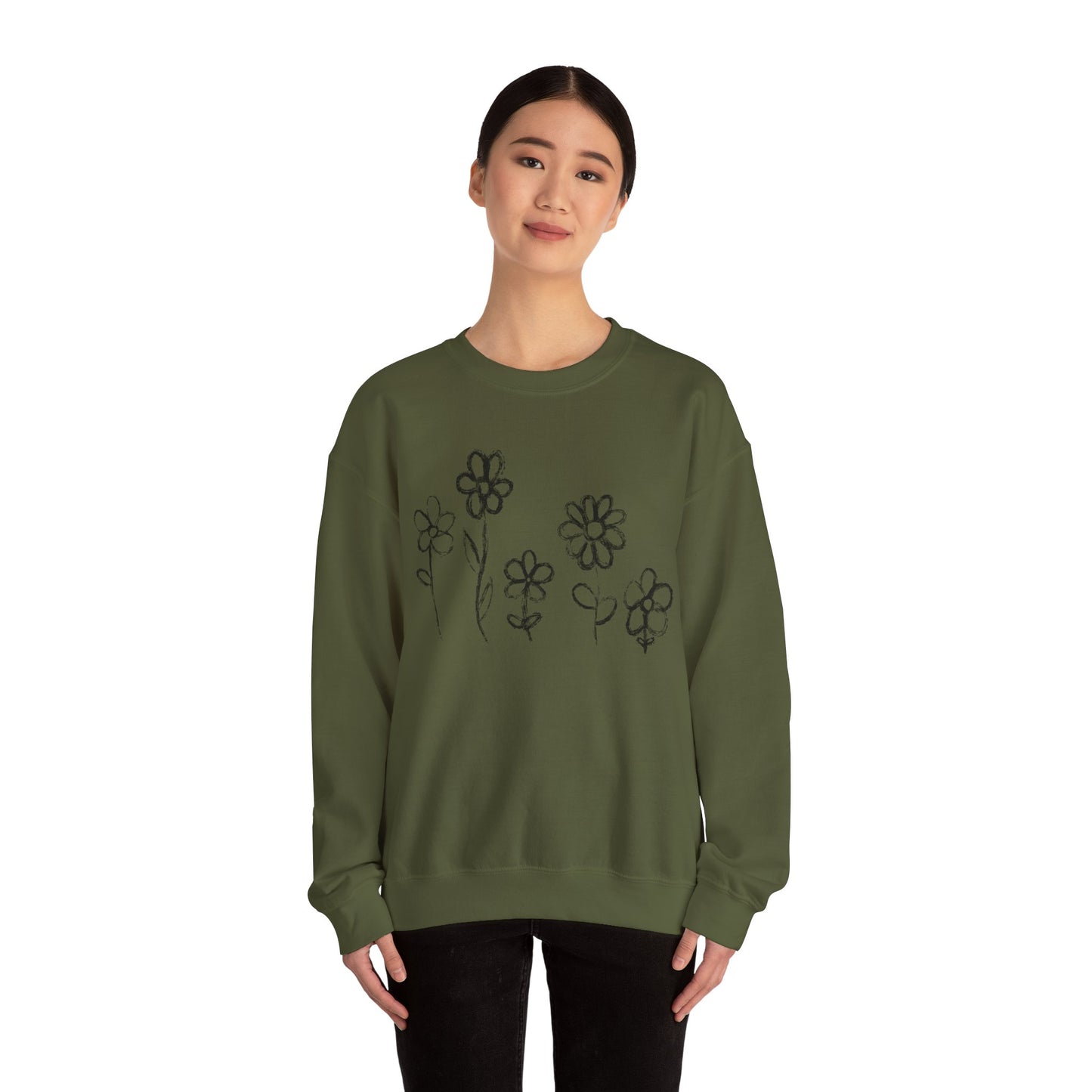 Floral Doodle Unisex Heavy Blend™ Crewneck Sweatshirt