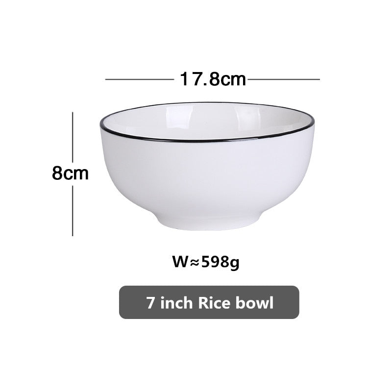 White With Black Edge Dinner 1pcs