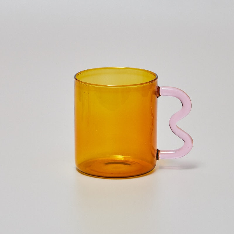 Modern Art Colored Glass Mugs & Straws