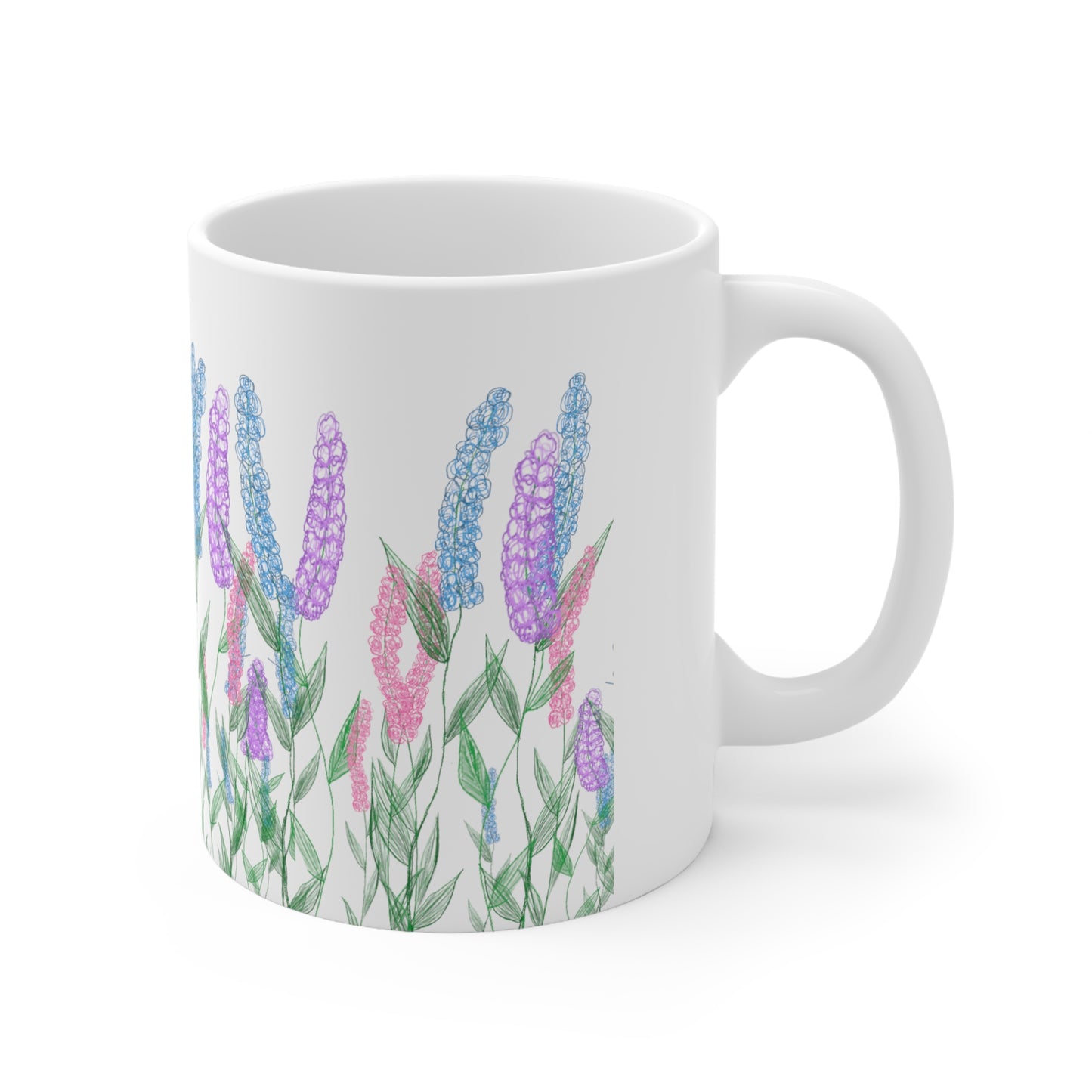 Illustrated Floral Ceramic Mug 11oz