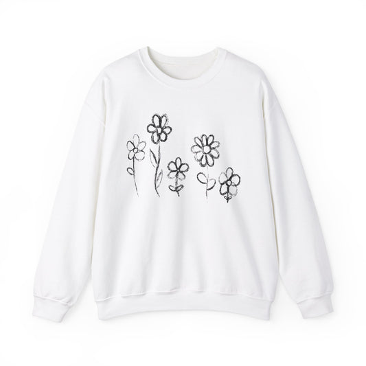 Floral Doodle Unisex Heavy Blend™ Crewneck Sweatshirt