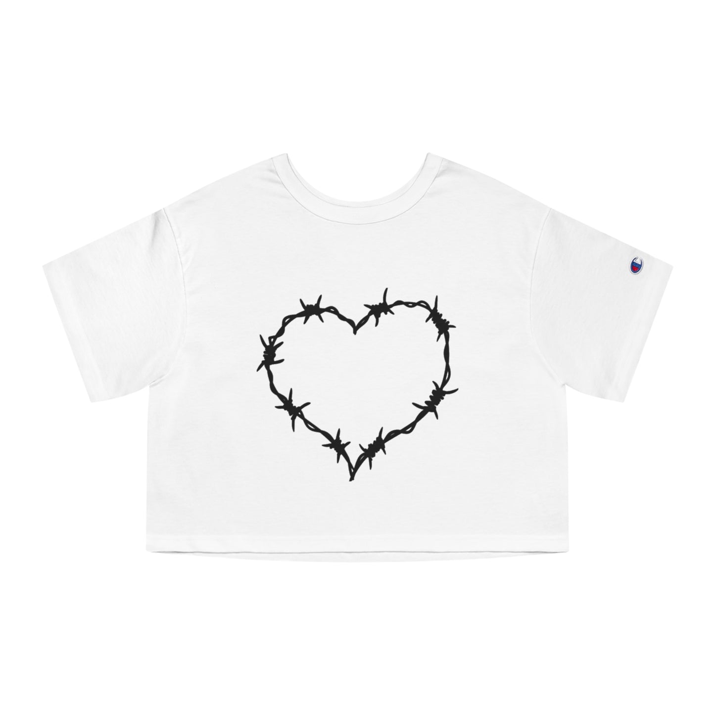 Black Barbed Wire Heart Champion Women's Heritage Cropped T-Shirt