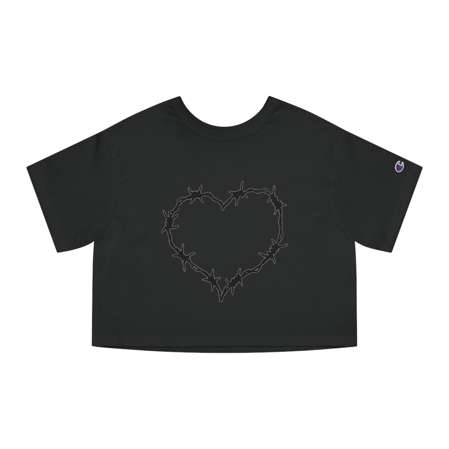 Black Barbed Wire Heart Champion Women's Heritage Cropped T-Shirt