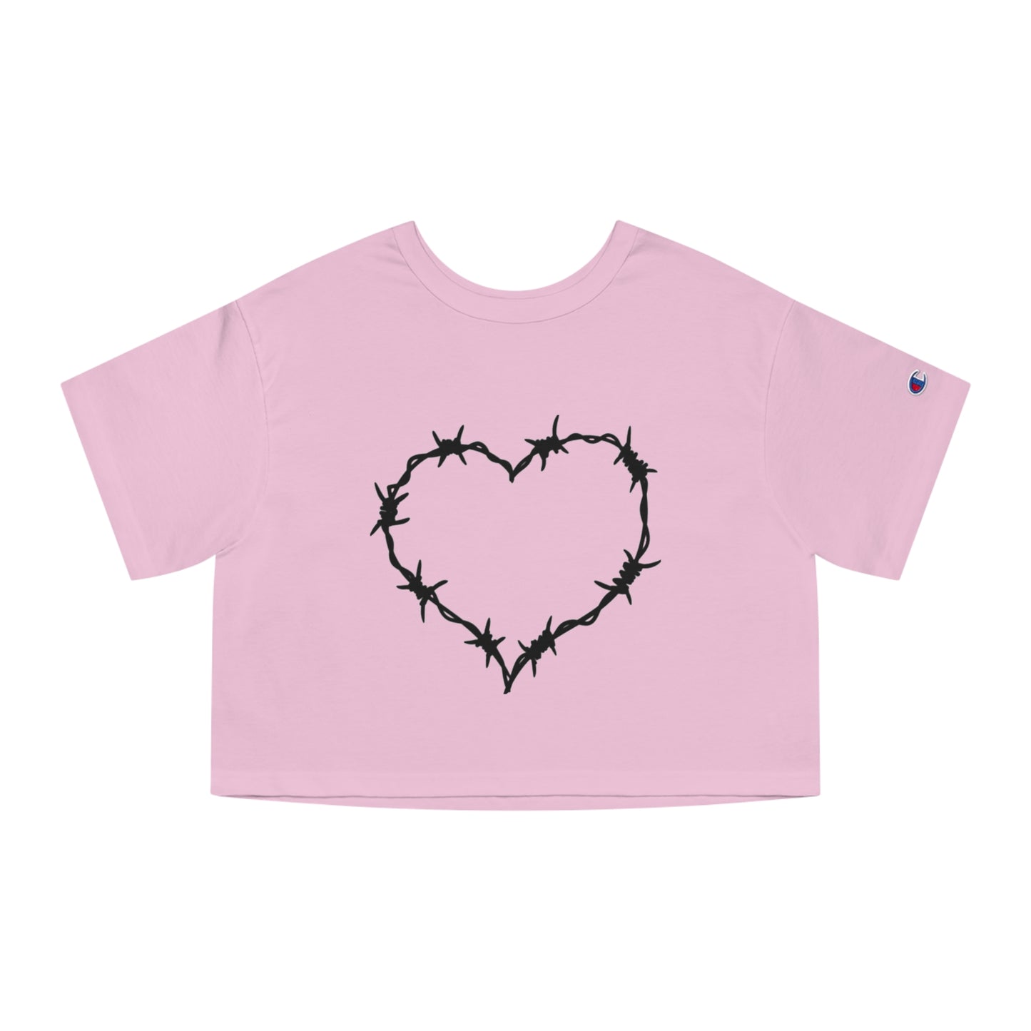 Black Barbed Wire Heart Champion Women's Heritage Cropped T-Shirt