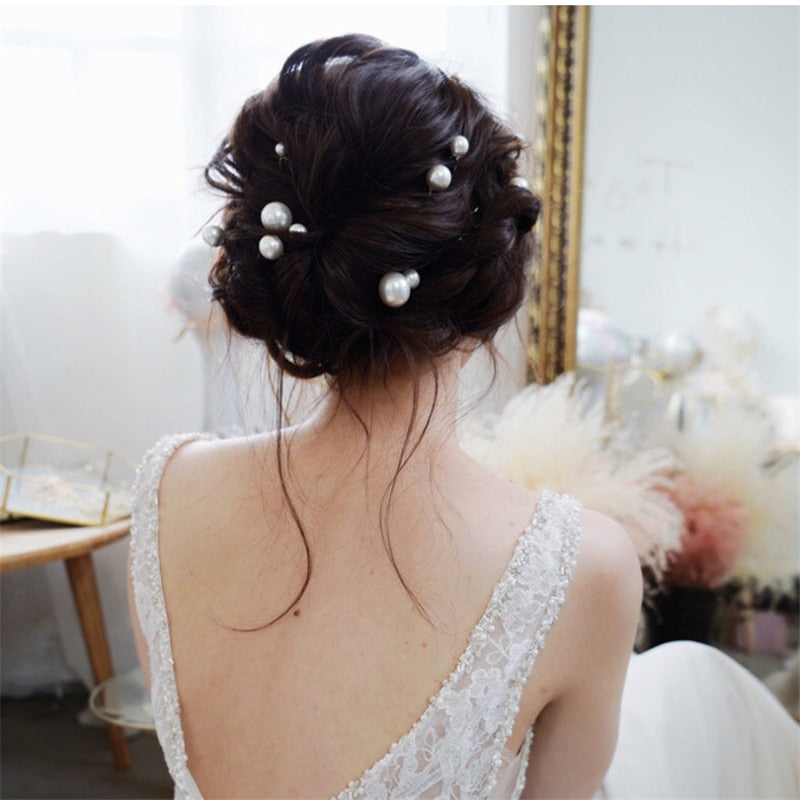 Modern Vintage Pearl/Crystal Metal Pin Hair Clip