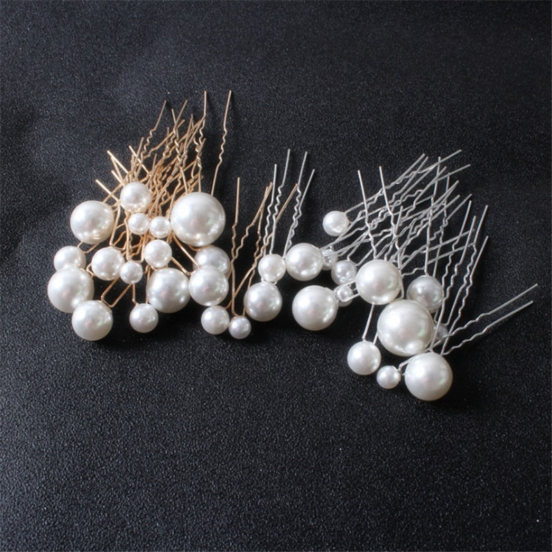 Modern Vintage Pearl/Crystal Metal Pin Hair Clip