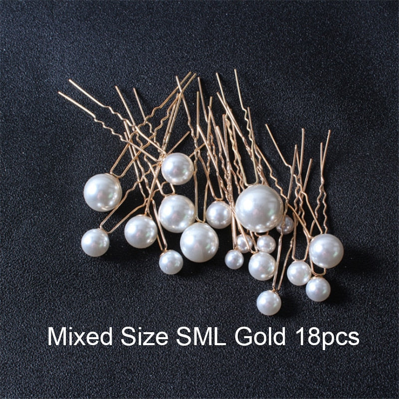 Modern Vintage Pearl/Crystal Metal Pin Hair Clip