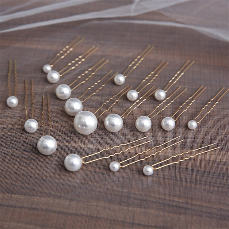 Modern Vintage Pearl/Crystal Metal Pin Hair Clip
