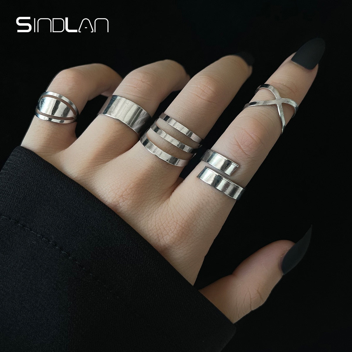 Gothic Silver Rings Set