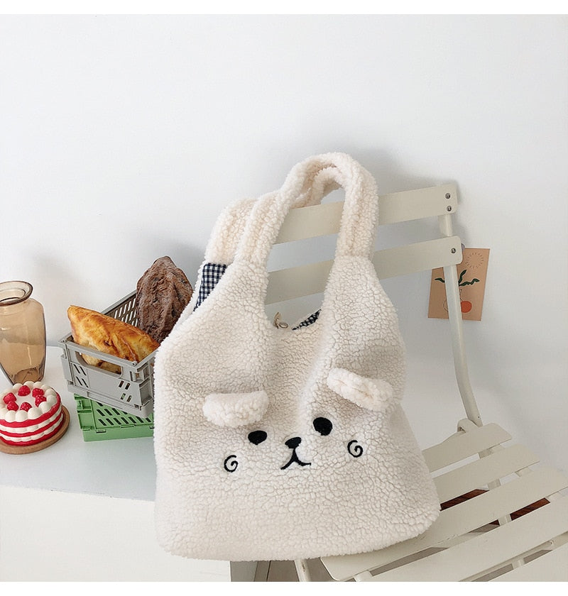 Soft Plush Animal Tote Bag