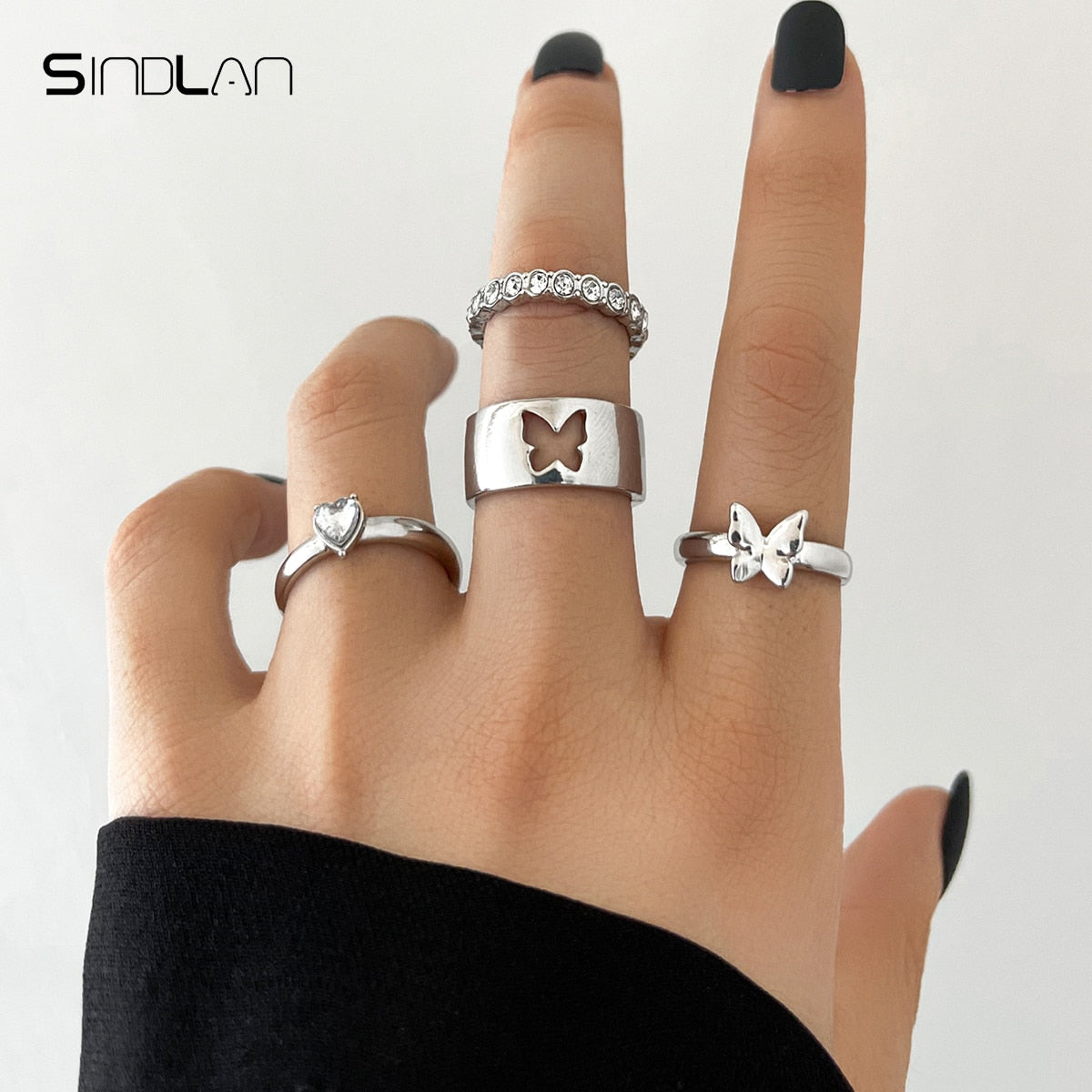 Gothic Silver Rings Set