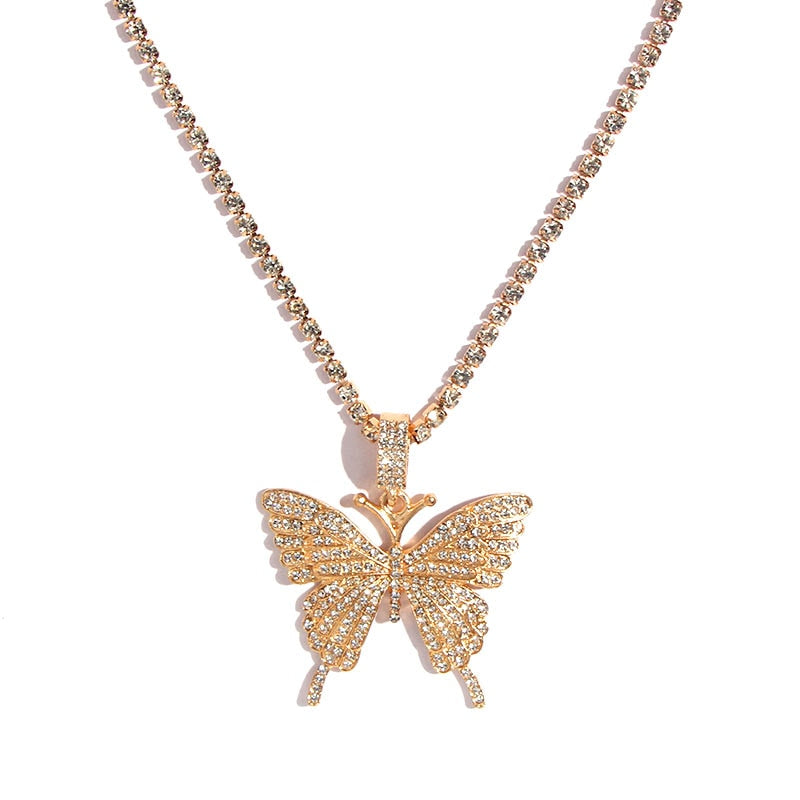 Y2k Crystal Chain Pendant Necklace