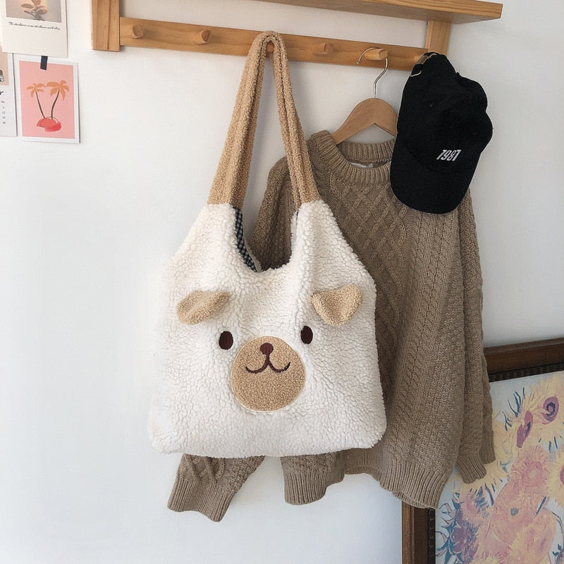 Soft Plush Animal Tote Bag