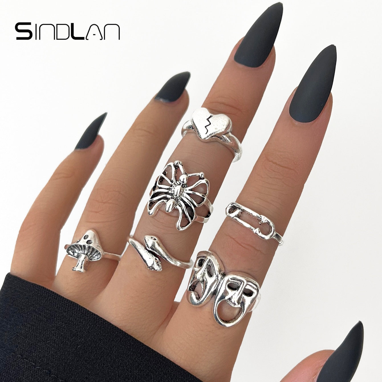 Gothic Silver Rings Set