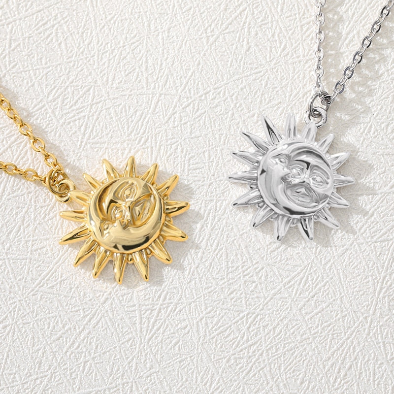 Vintage Sun and Moon Necklace