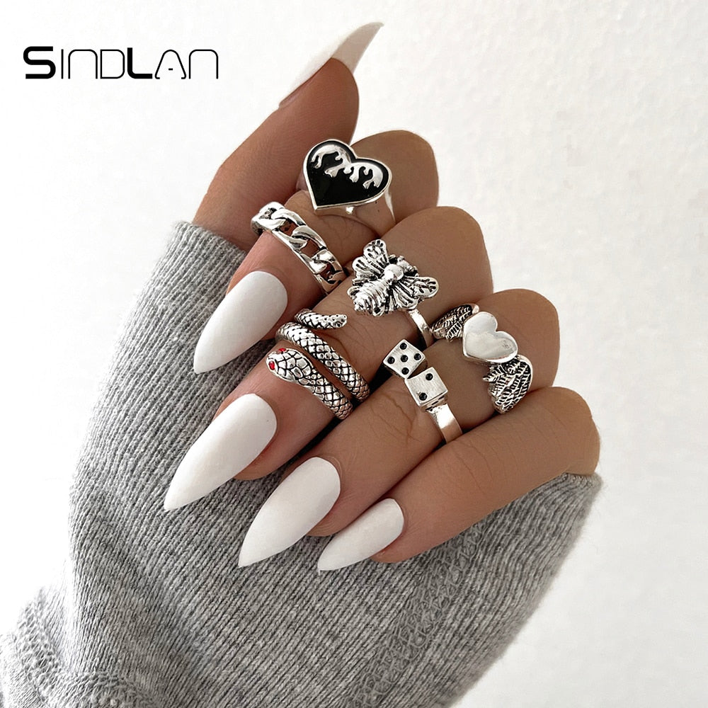 Gothic Silver Rings Set