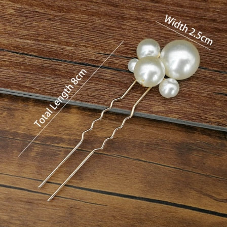 Modern Vintage Pearl/Crystal Metal Pin Hair Clip