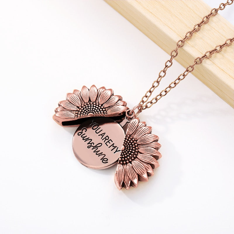 You Are My Sunshine Sunflower Locket Necklace