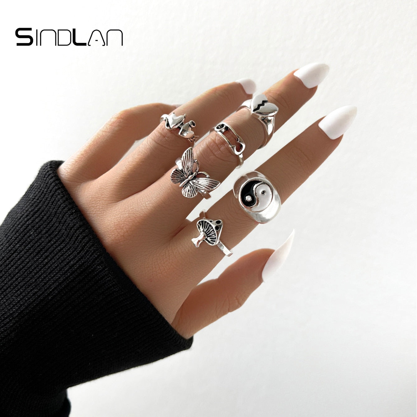 Gothic Silver Rings Set