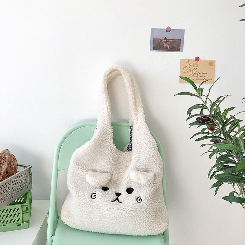 Soft Plush Animal Tote Bag