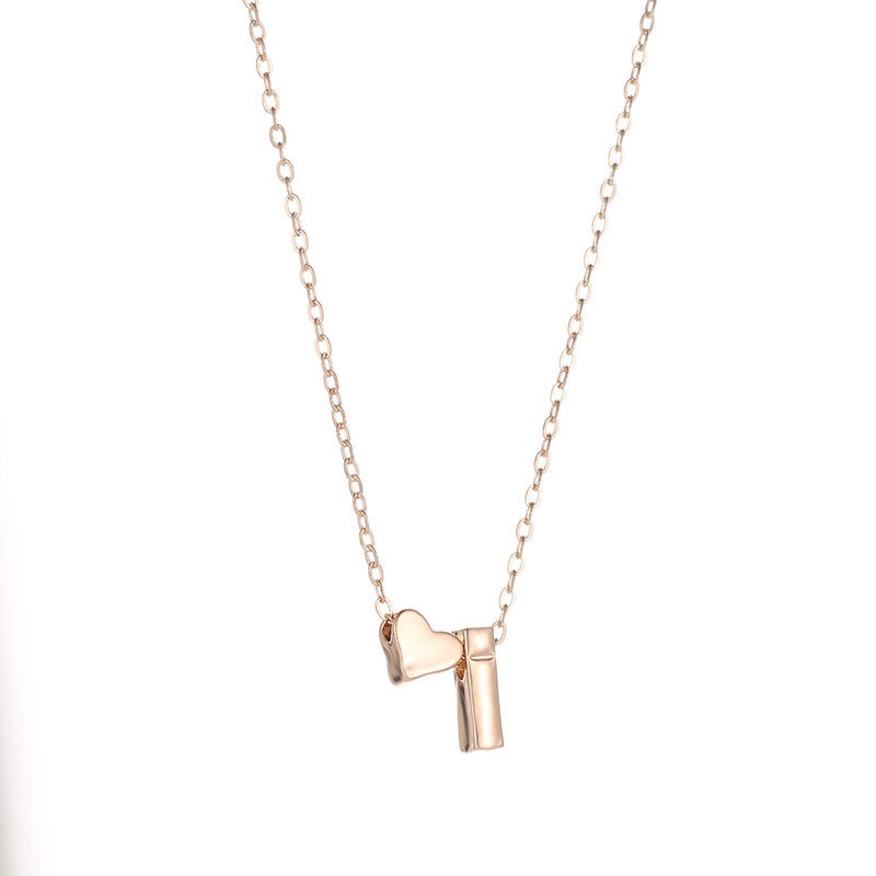 Custom Dainty Heart Initial Necklace