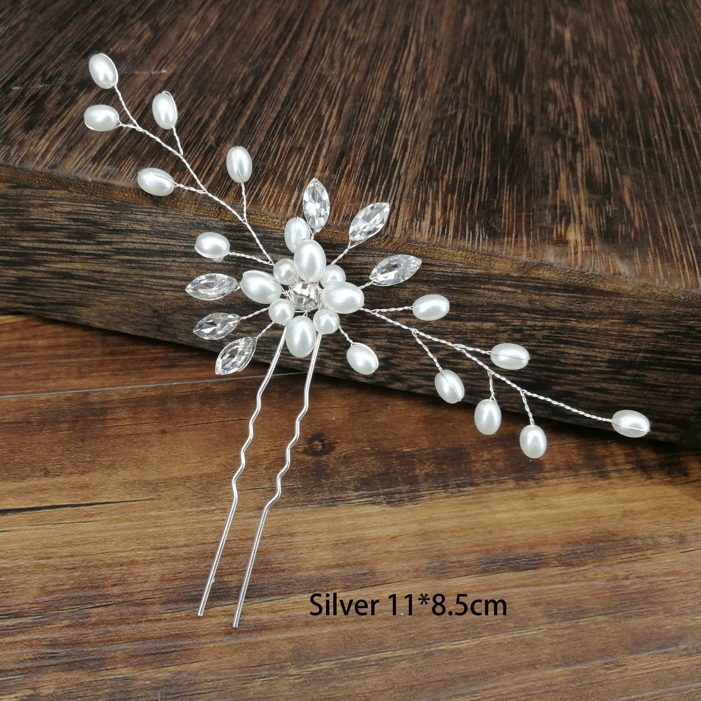 Modern Vintage Pearl/Crystal Metal Pin Hair Clip