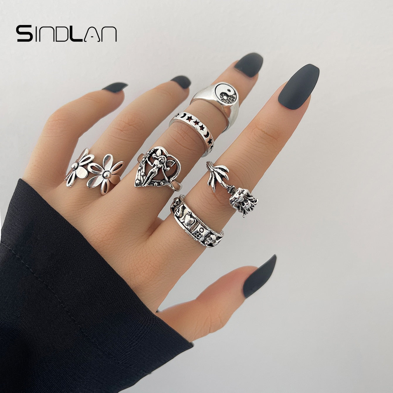 Gothic Silver Rings Set