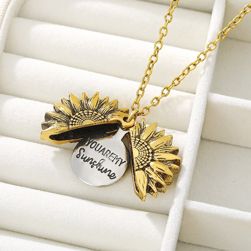 You Are My Sunshine Sunflower Locket Necklace