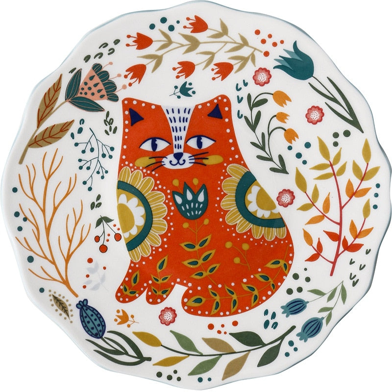 Cat Painting Ceramic Plate