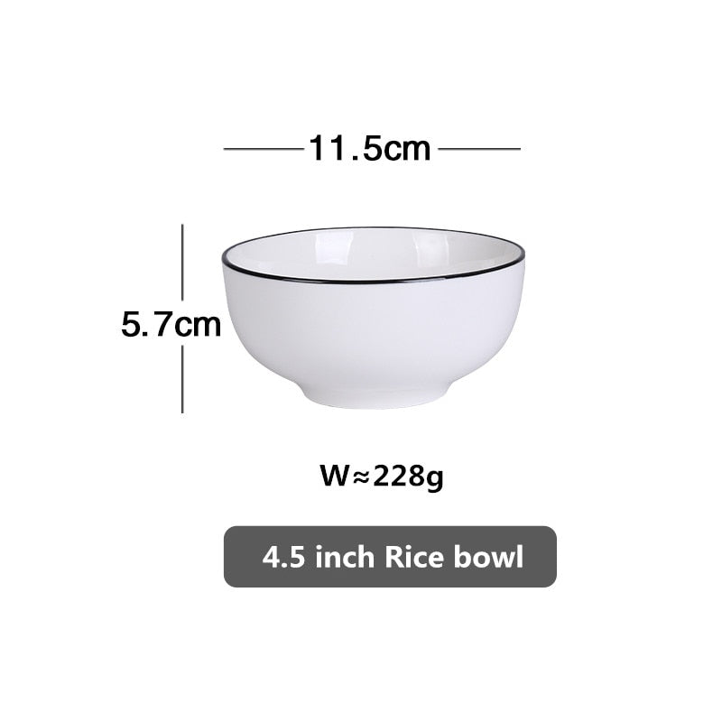White With Black Edge Dinner 1pcs