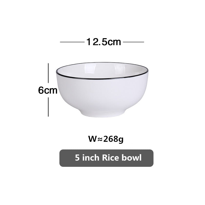 White With Black Edge Dinner 1pcs