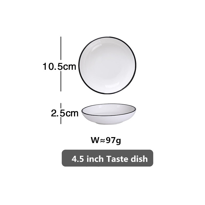 White With Black Edge Dinner 1pcs
