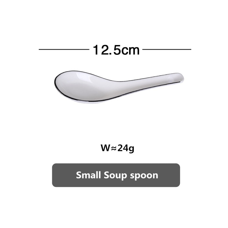 White With Black Edge Dinner 1pcs