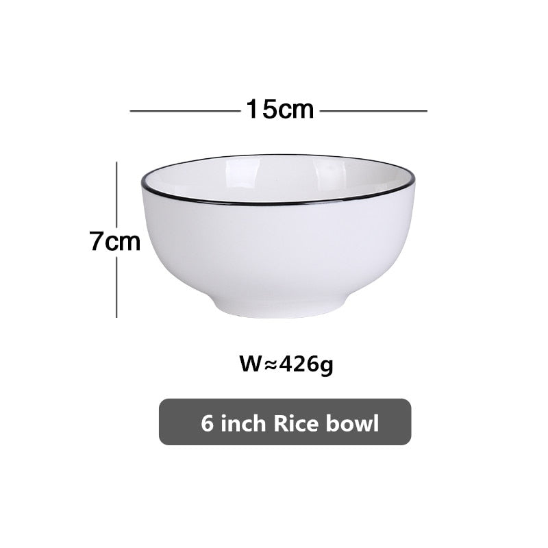 White With Black Edge Dinner 1pcs