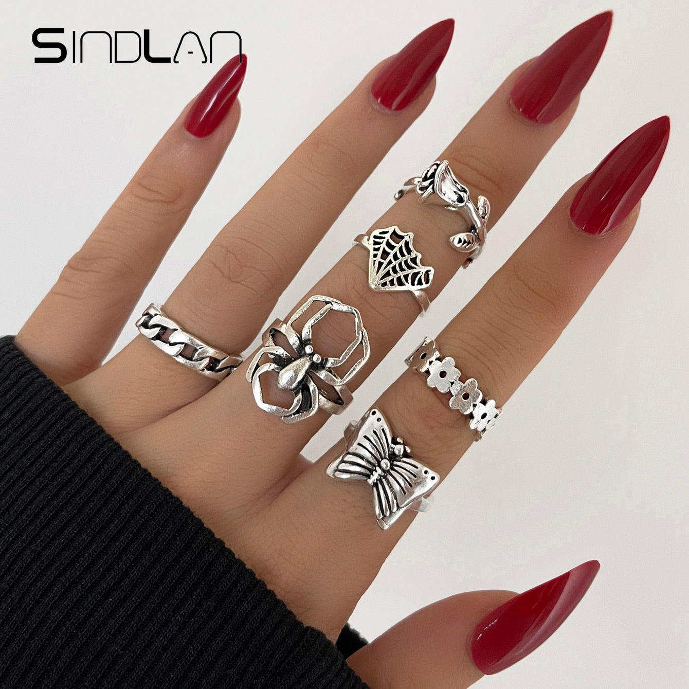 Gothic Silver Rings Set