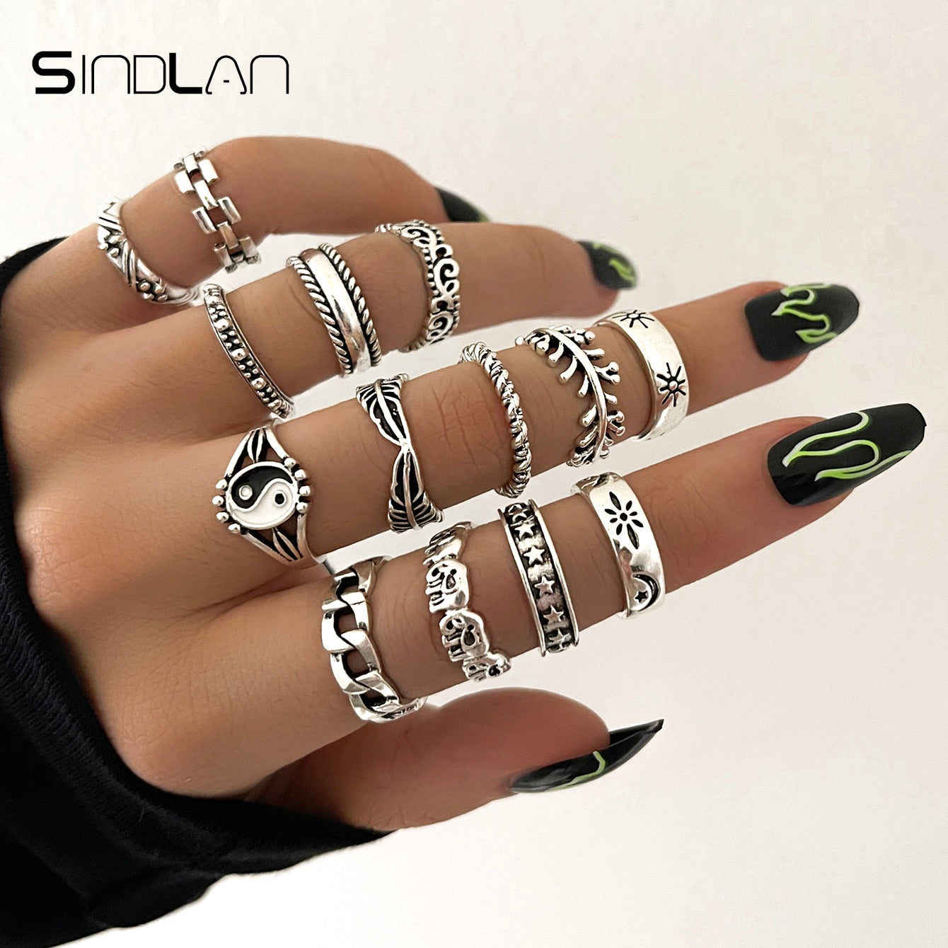 Gothic Silver Rings Set