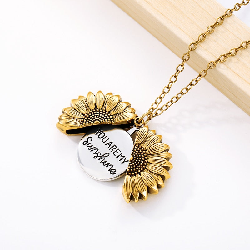 You Are My Sunshine Sunflower Locket Necklace