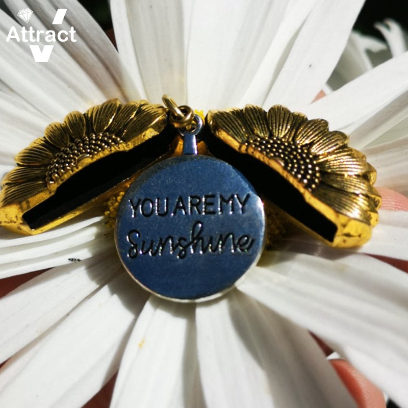 You Are My Sunshine Sunflower Locket Necklace