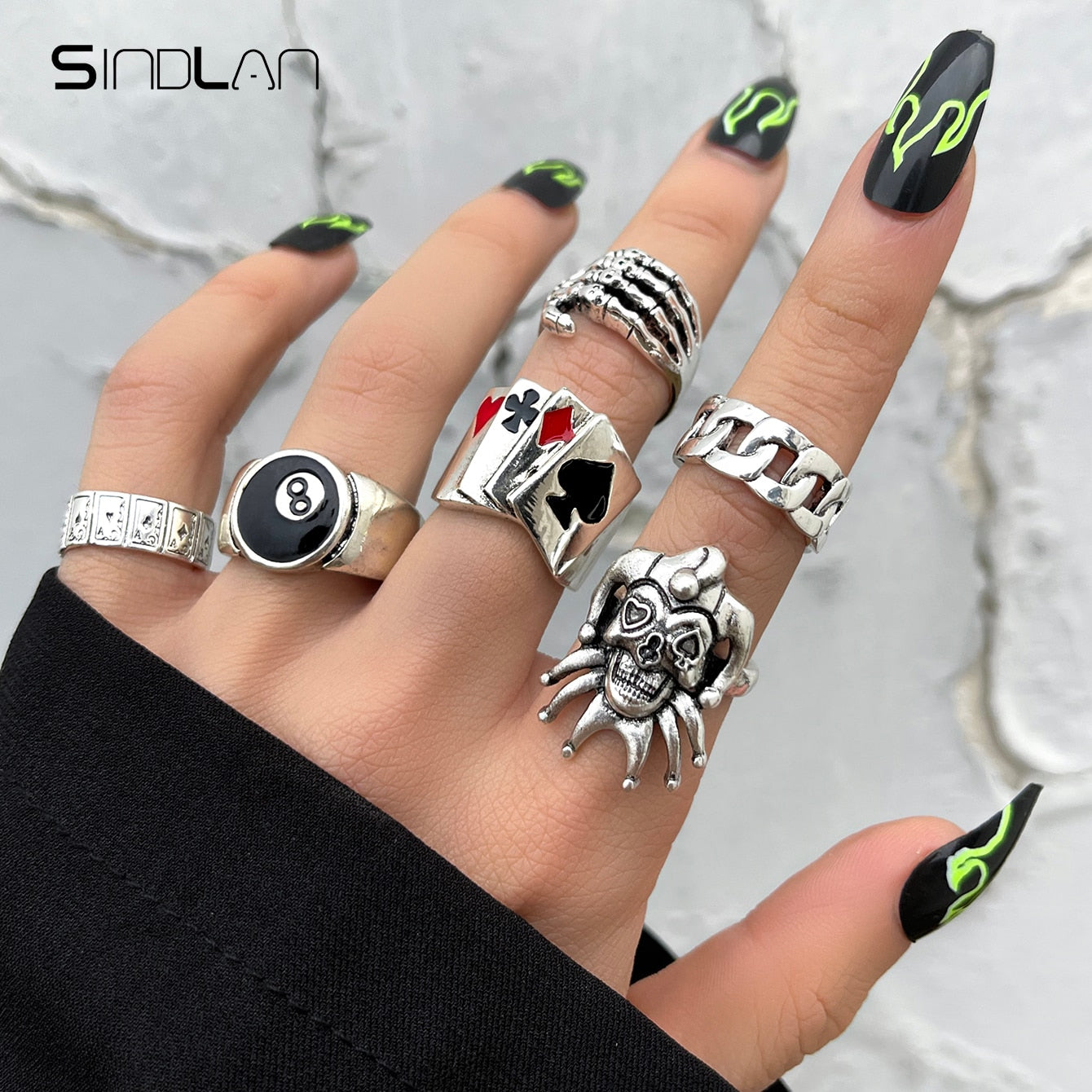 Gothic Silver Rings Set