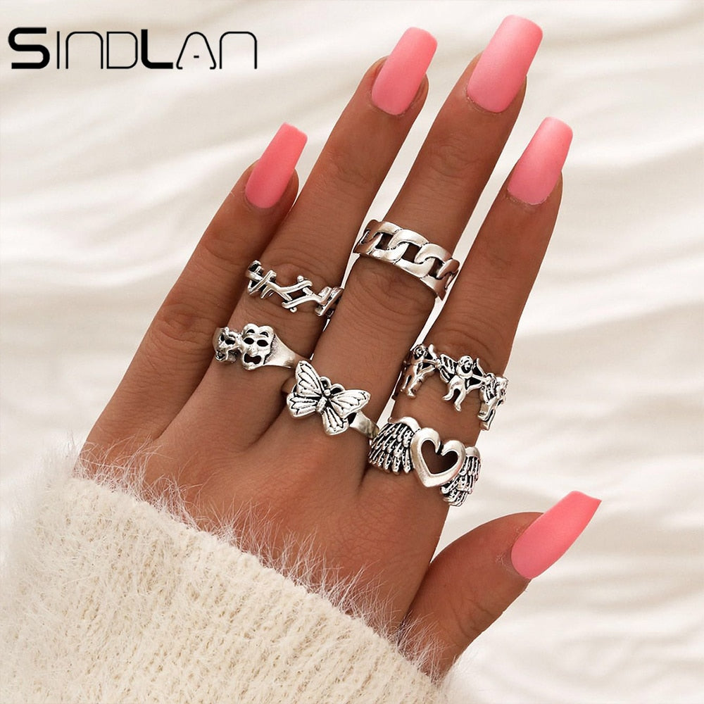 Gothic Silver Rings Set