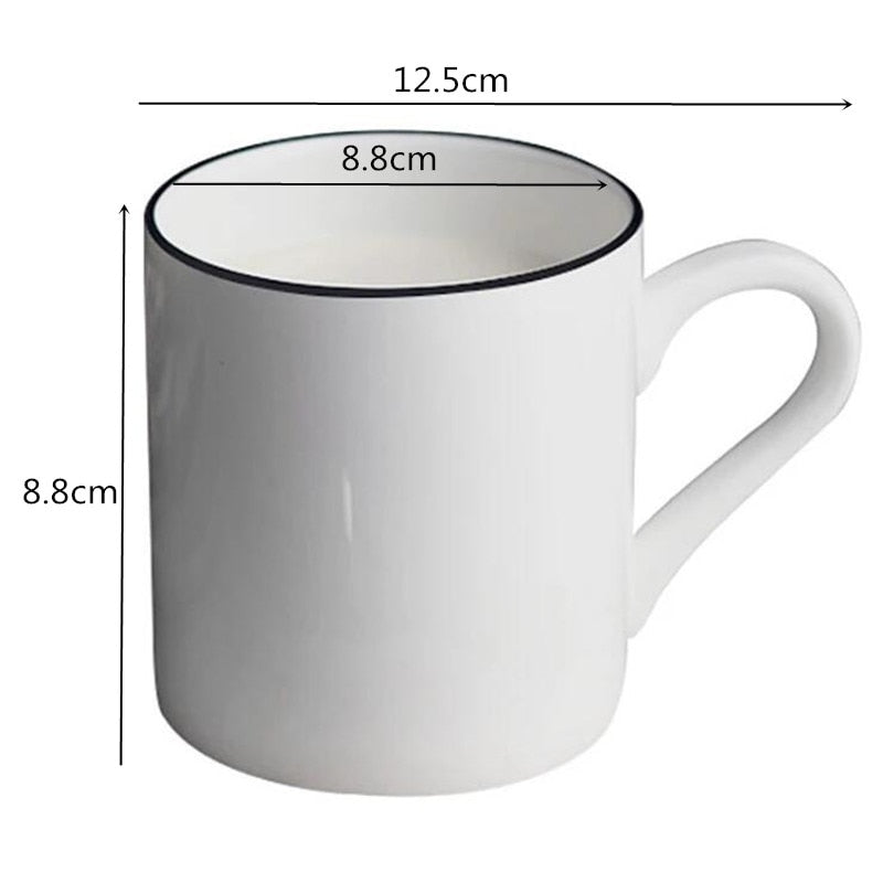 White With Black Edge Dinner 1pcs