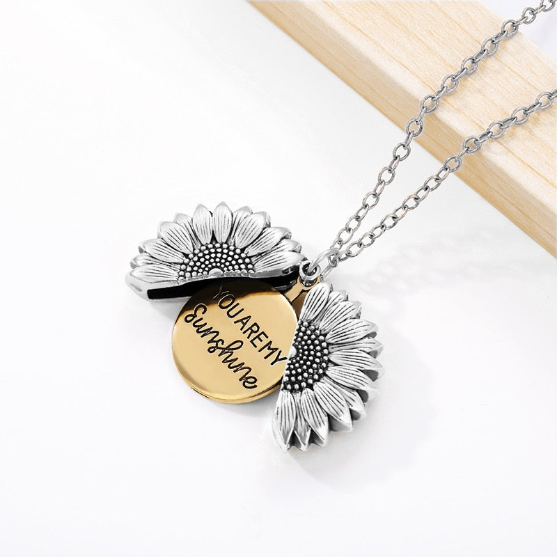 You Are My Sunshine Sunflower Locket Necklace