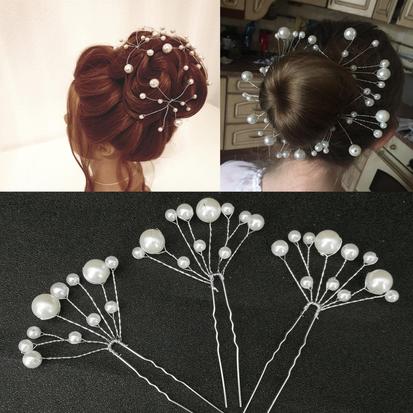 Modern Vintage Pearl/Crystal Metal Pin Hair Clip