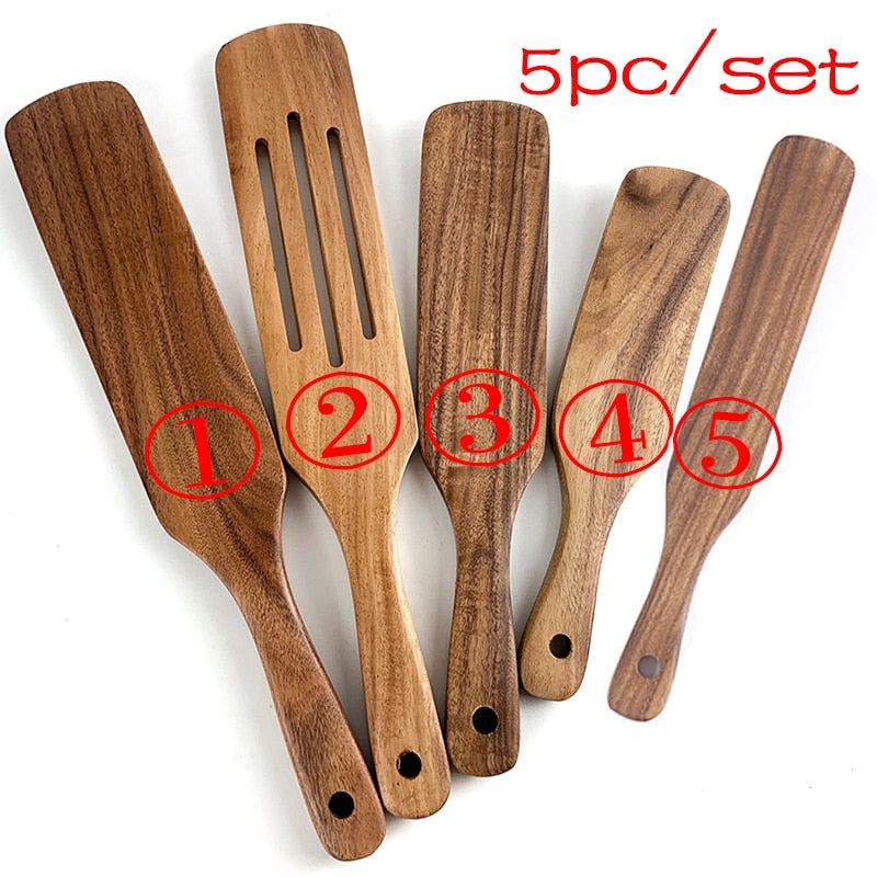 Modern Teak Natural Wood Tableware set 7 pcs