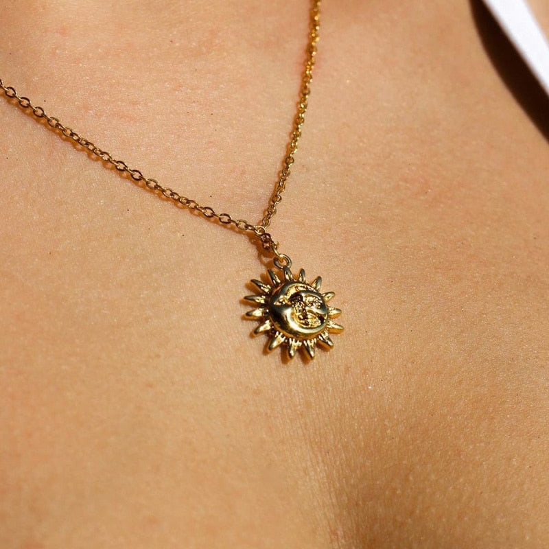 Vintage Sun and Moon Necklace